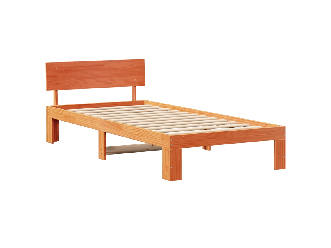 Conjunto 1 Estrutura De Cama Moderna Vidaxl Castanho Madeira De Pinho Maciça (90 X 200 Cm)