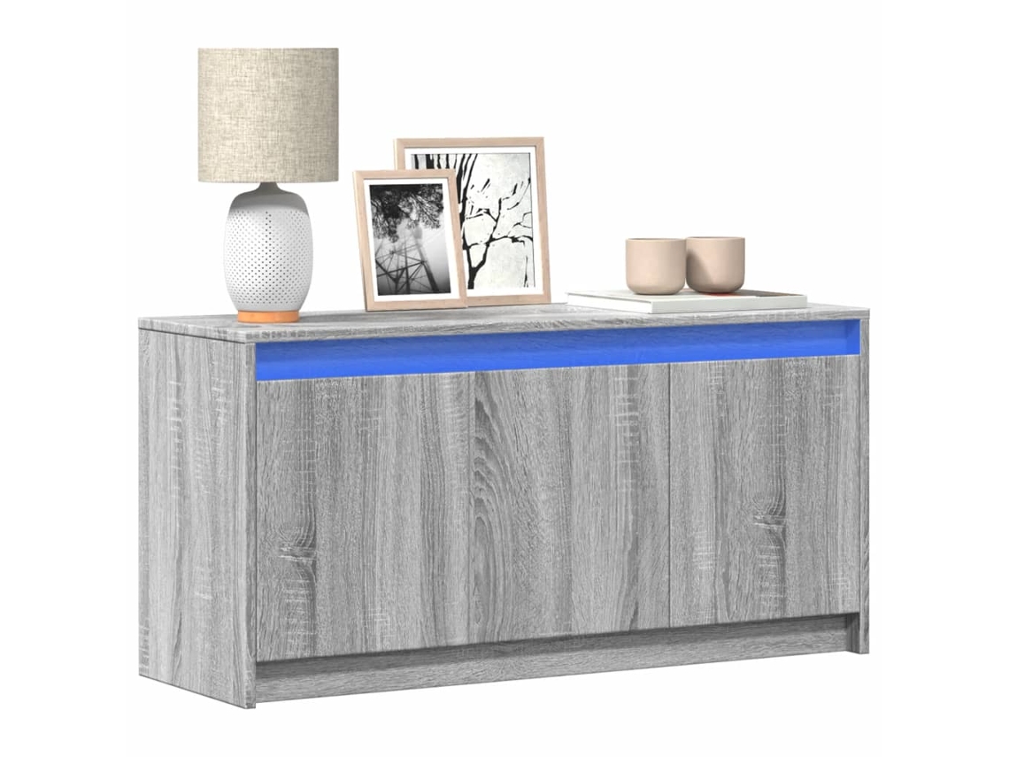 Vidaxl Móvel De Tv Com Luzes Led Derivados De Madeira Cinzento Sonoma