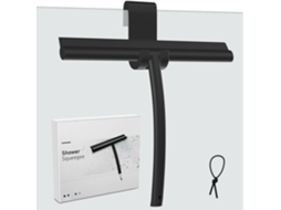 Raspador De Silicone Para Chuveiro Com Suporte De Aço Inoxidável Para Casa De Banho, Vidro, Box, Janela E Carro, Preto