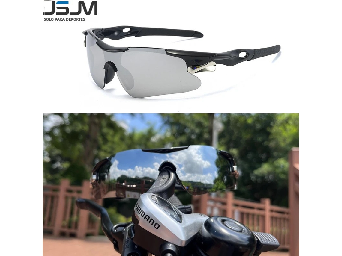 Óculos de ciclismo masculinos, proteção UV400, lentes de polímero. MDUG (preto e branco)