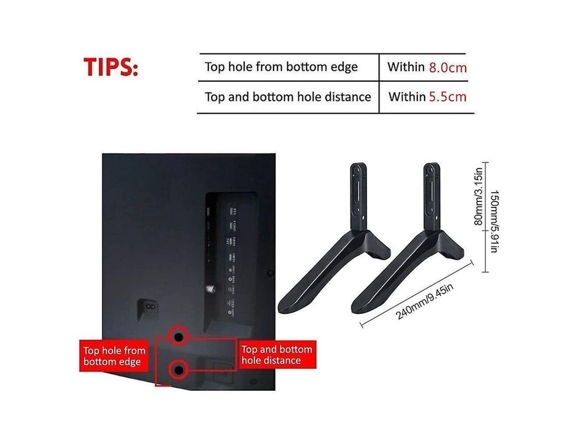 Base de Mesa para Tv com Apoio em Aço para Telas Led de 14 a 100 Polegadas montagem Sem Furar