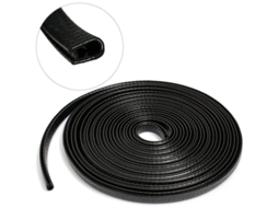 Protetor de Bordas de Porta de Carro 4m, Borracha Metal, Preto S/MARCA