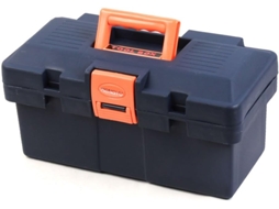 Caixa de Armazenamento Ferramentas Dupla Camada em Plástico Engenharia, Azul Marinho e Laranja CHABERLU