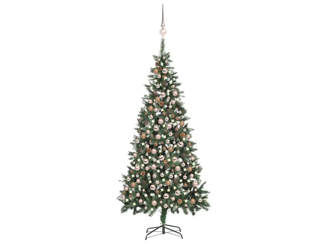 Árvore Natal VIDAXL artificial pré-iluminada c/ bolas e pinhas (210 cm)