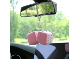 1 Par Dados De Pelúcia Com Espelhos Retangulares Para Decoração De Interior De Carro 7.5cm Rosa