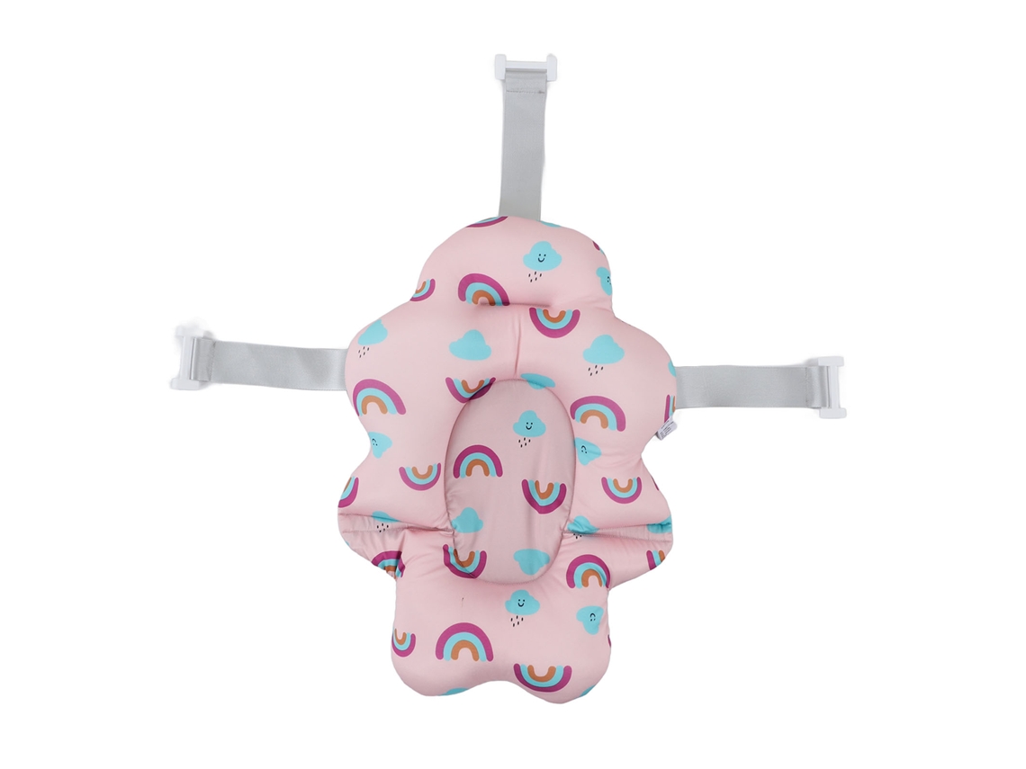 Primerox assento de Banho para Bebê Flutuante Dobrável com Cinto de Segurança Tapete de Banho Rosa Arco íris