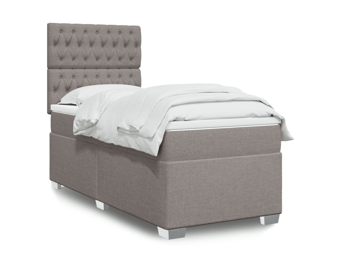 Vidaxl Cama Com Molas/colchão 100x200 Cm Tecido Cinza-acastanhado