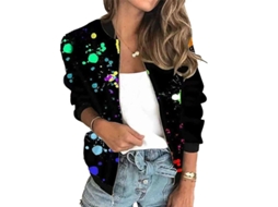 Jaqueta Curta Feminina Com Zíper E Estampa Digital Manga Longa Slim Fit Primavera Outono L Cor 2