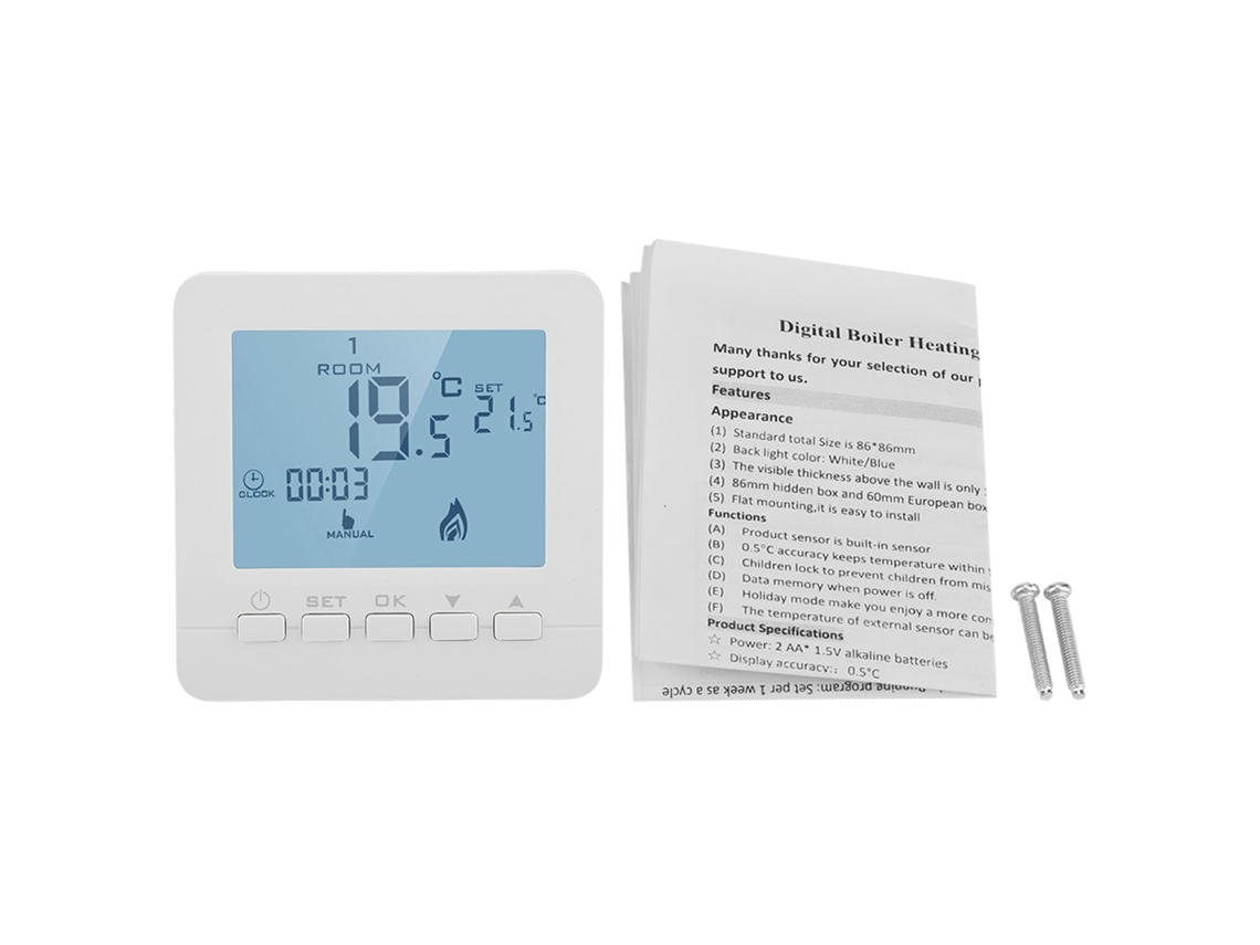 Laxiscreed Termóstato Digital Programável Para Caldeira De Parede Com Ecrã Lcd | Controle De Temperatura