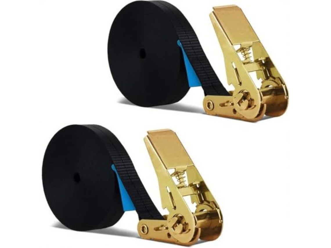 Cinta De Amarração 12 M, 2 Partes, 1000 Kg, Com Fivela, 25 Mm De Largura, Preta, Para Fixação Em Carros E Motocicletas