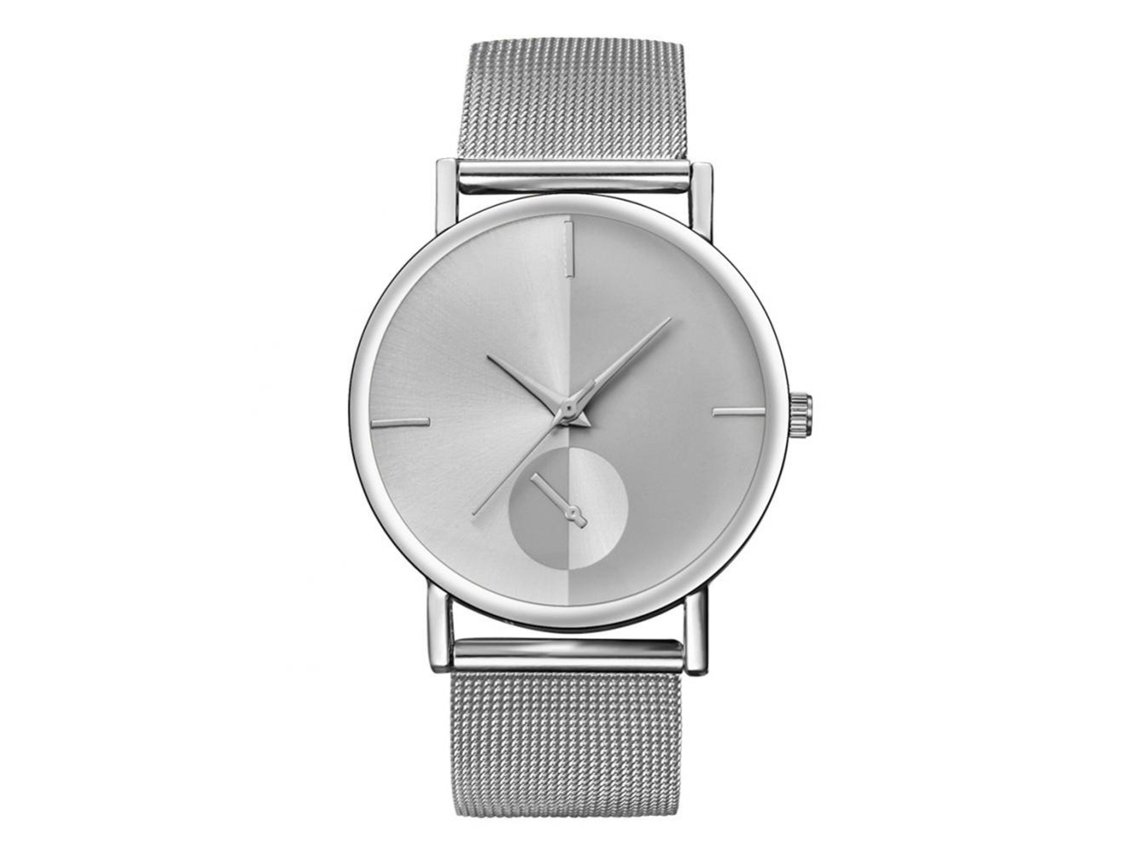 Reloj Hombre De Cuarzo Con Correa De Malla De Acero Y Dial Redondo Superdelgado (blanco)