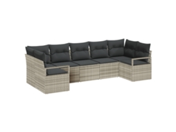 Conjunto 7 Conjunto De Sofá De Jardim Vidaxl Cinzento-claro Vime Pe (289 X 122 X 85 Cm)