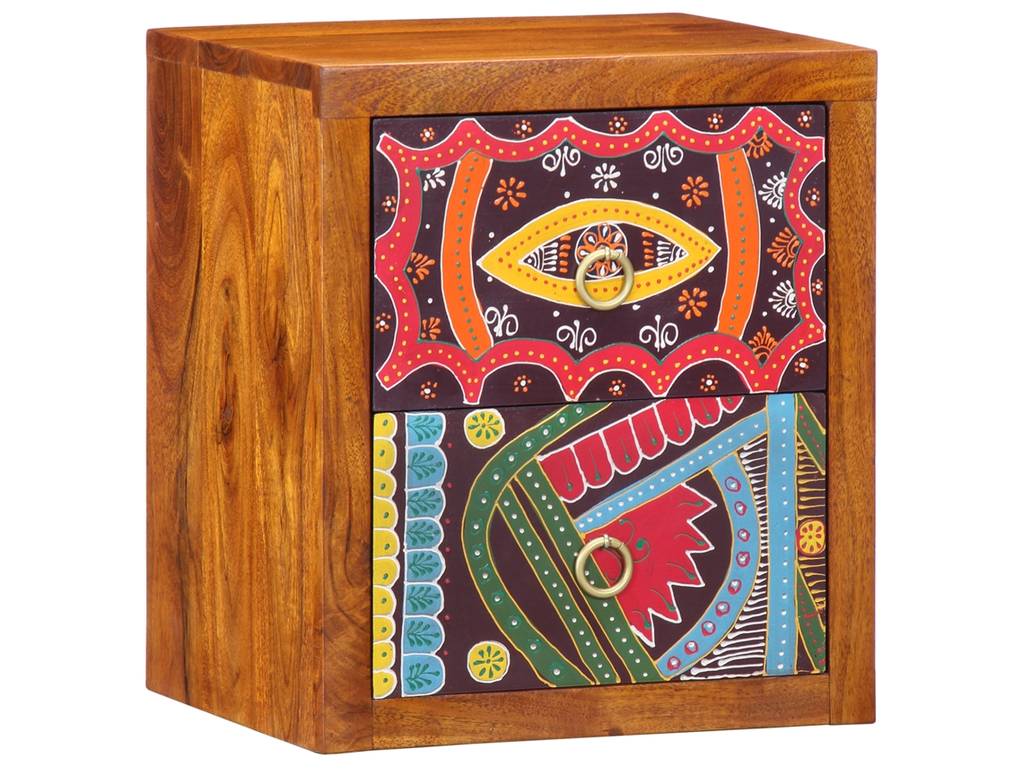 Conjunto 1 Armário De Cabeceira Vidaxl Castanho Madeira De Acácia Maciça (35 X 30 X 40 Cm)