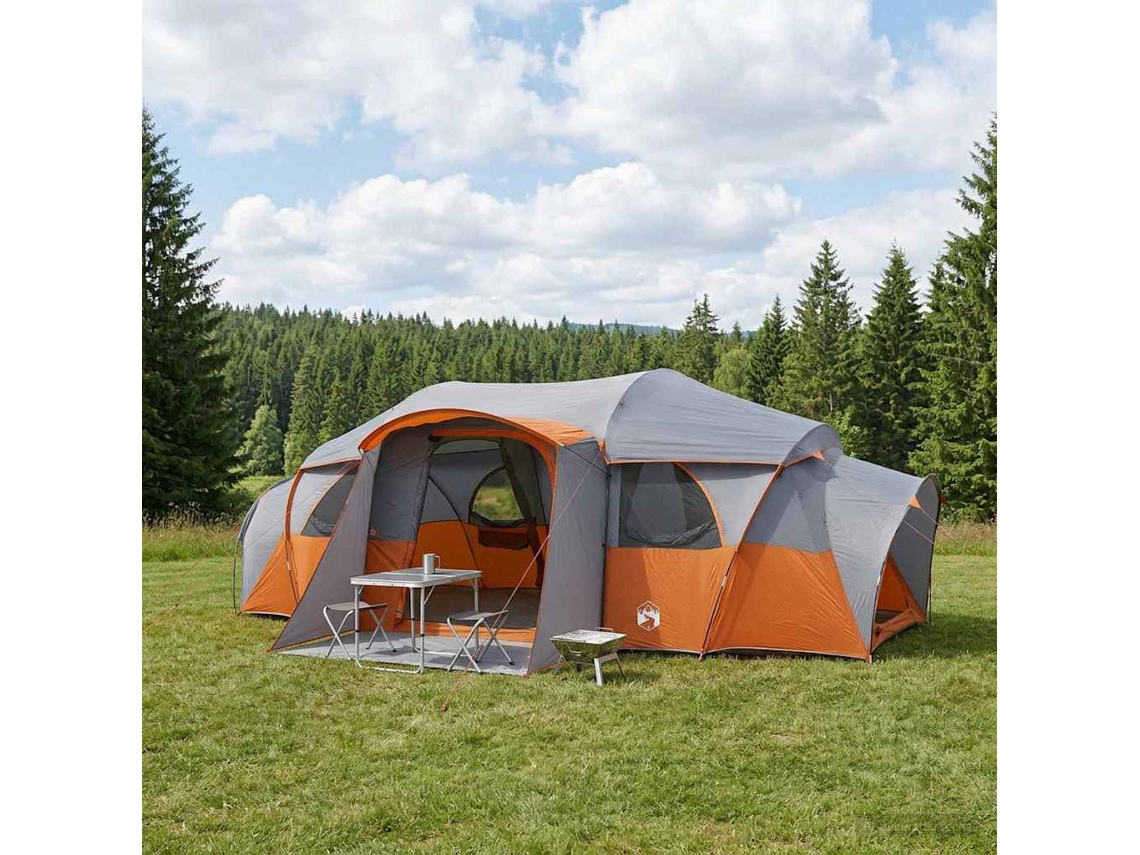Vidaxl Barraca Familiar Com Cobertura Impermeável Cinza E Laranja