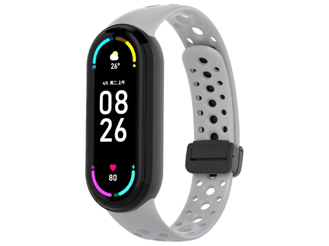 Bracelete para Xiaomi Smart Band 10/9/8 Silicone Fivela Magnética Preta Cinza Nublado XIAOMOYU