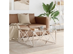 Vidaxl Mesa De Centro 80x80x40 Cm Aço Inoxidável E Vidro