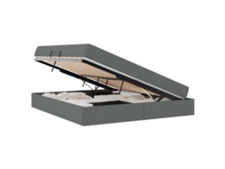 Cama com Arrumação e Colchão Cinza Escuro MAISON EXCLUSIVE (160x200 cm)