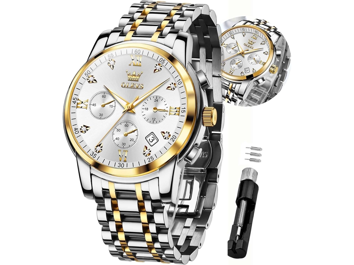 Lurelia Relógio Cronógrafo Masculino, Movimento De Quartzo, Analógico, Data/calendário, Fase Da Lua, 7,87 Polegadas, 200 Mm, 1,61 Polegadas, 41 Mm