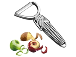 Descascador De Legumes Giratório, Com Cabo Alargado E Lâmina De Aço Inoxidável Para Legumes, Frutas, Batatas, Cenouras E Maçãs, Prateado