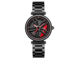 Relógio Feminino Sanda P1074 Cool Couple Com Pulseira De Aço E Mostrador Em Formato De Roda De Cristal.