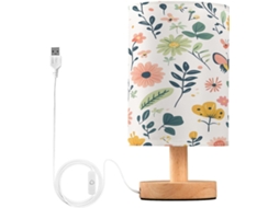 Abajur De Cabeceira Floral Delicado Para Quarto, Com Portas De Carregamento Usb C, Luminária De Mesa Cabeceira