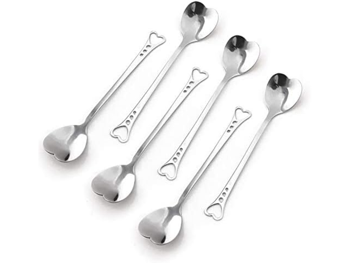 Conjunto Premium de Colheres de Café 6 Peças Colheres em Forma de Coração em Aço Inoxidável NEVEANCE