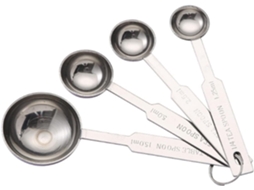 Conjunto De 4 Colheres Medidoras Em Aço Inoxidável Com Escala Gravada, Adequadas Ingredientes Secos E Líquidos