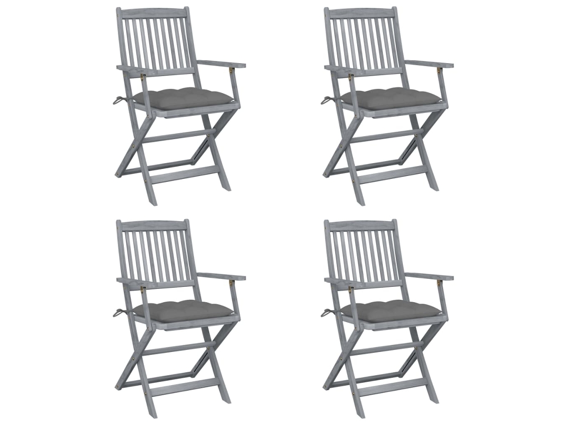 Folding Chair, Folding Chairs Vidaxl Cinzeto Madeira De Acácia (n/a)