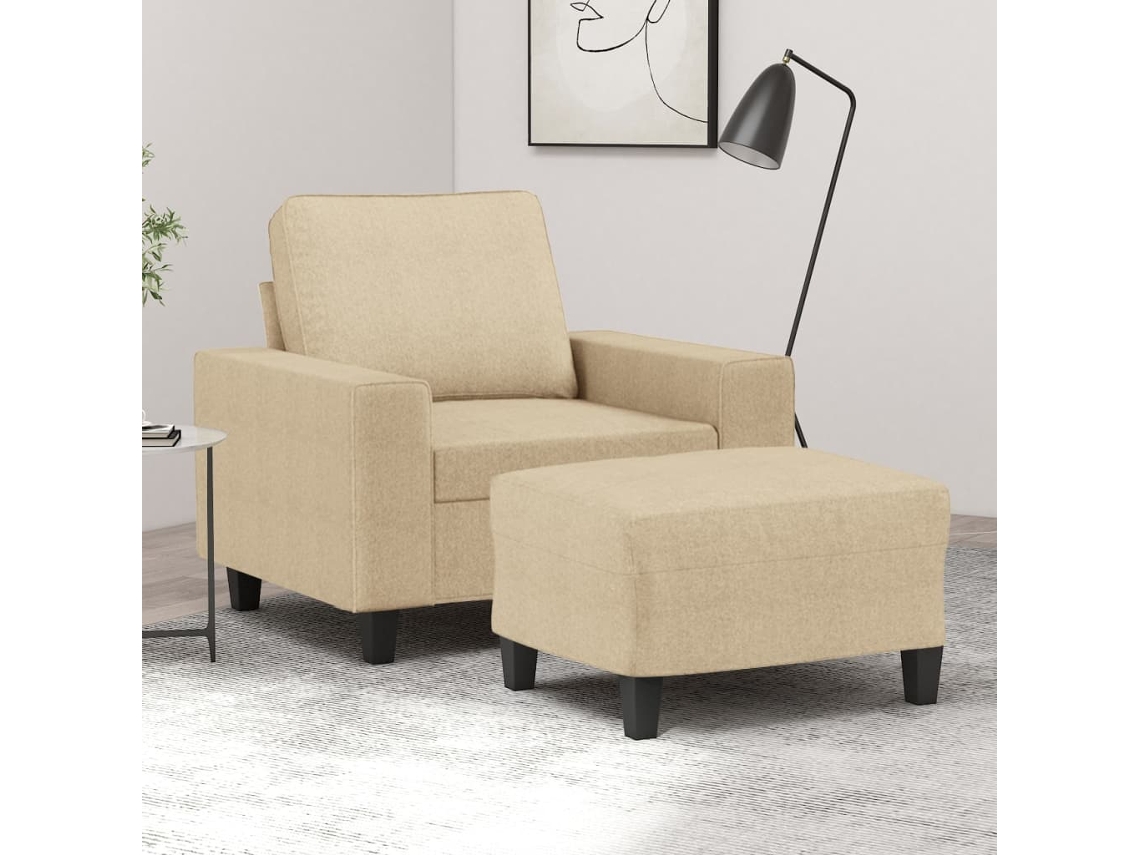 Vidaxl Poltrona Com Apoio De Pés 60 Cm Tecido Cor Creme