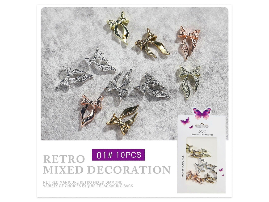 10 Peças De Pingentes De Unhas Strass Dourado Prata Diamante Arte De Unha Artesanato Liga Strass Unhas Decorações De Unhas Suprimentos Hengrongshen