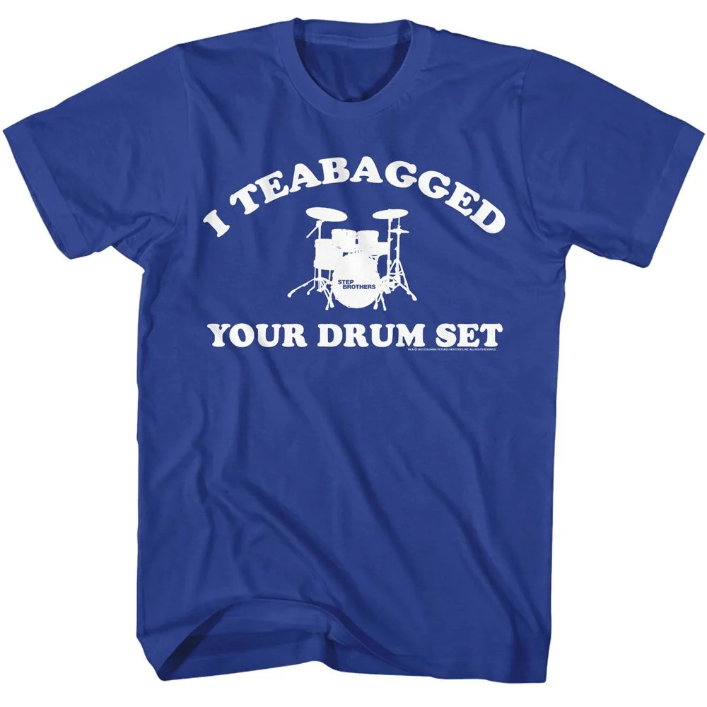Rockinstone Step Brothers Movie Teabagged Drum Set Solid Royal Adult T-shirt Size:xxxl