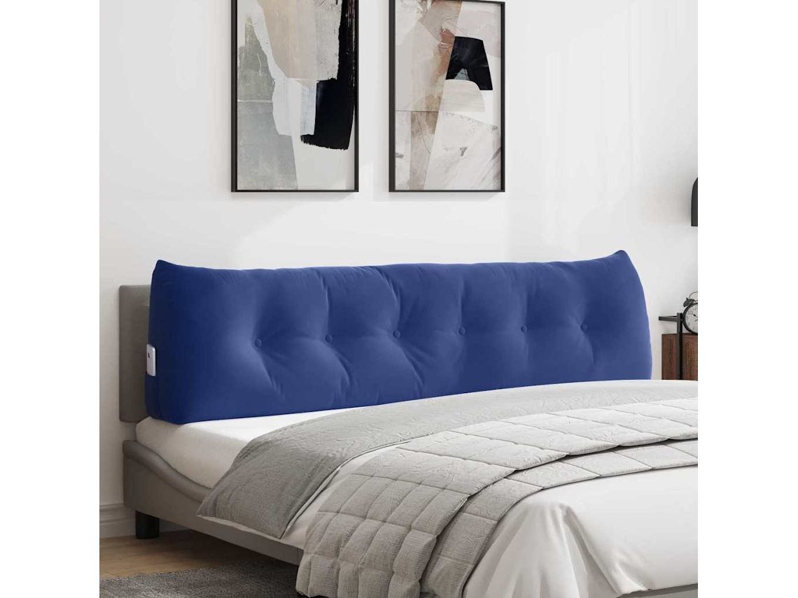Vidaxl Travesseiro Para Costas Azul Polícia 180 X 24 X 50 Cm Veludo
