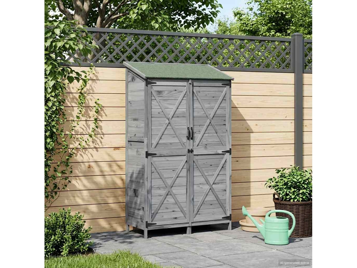 Vidaxl Galpão De Jardim Cinzento 106 X 56 X 176,5 Cm