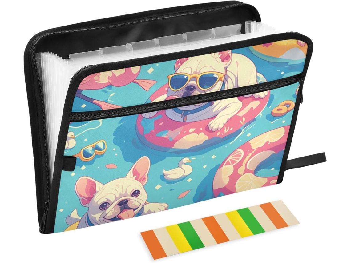 Organizador de Arquivos A4 com 13 Compartimentos e Fecho Zíper, Ideal para Casa, Escritório Viagens. 30,5 X 43