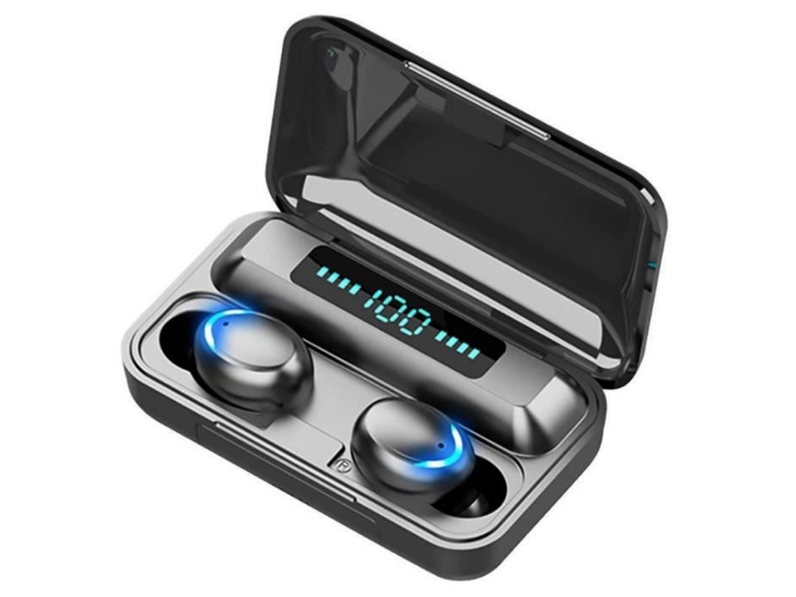 HURRISE Escritório Fone de Ouvido F9-5 Preto Abs Led Display Digital Luz Respirável Controle de Toque Fone de Ouvido Sem Fio Home Office