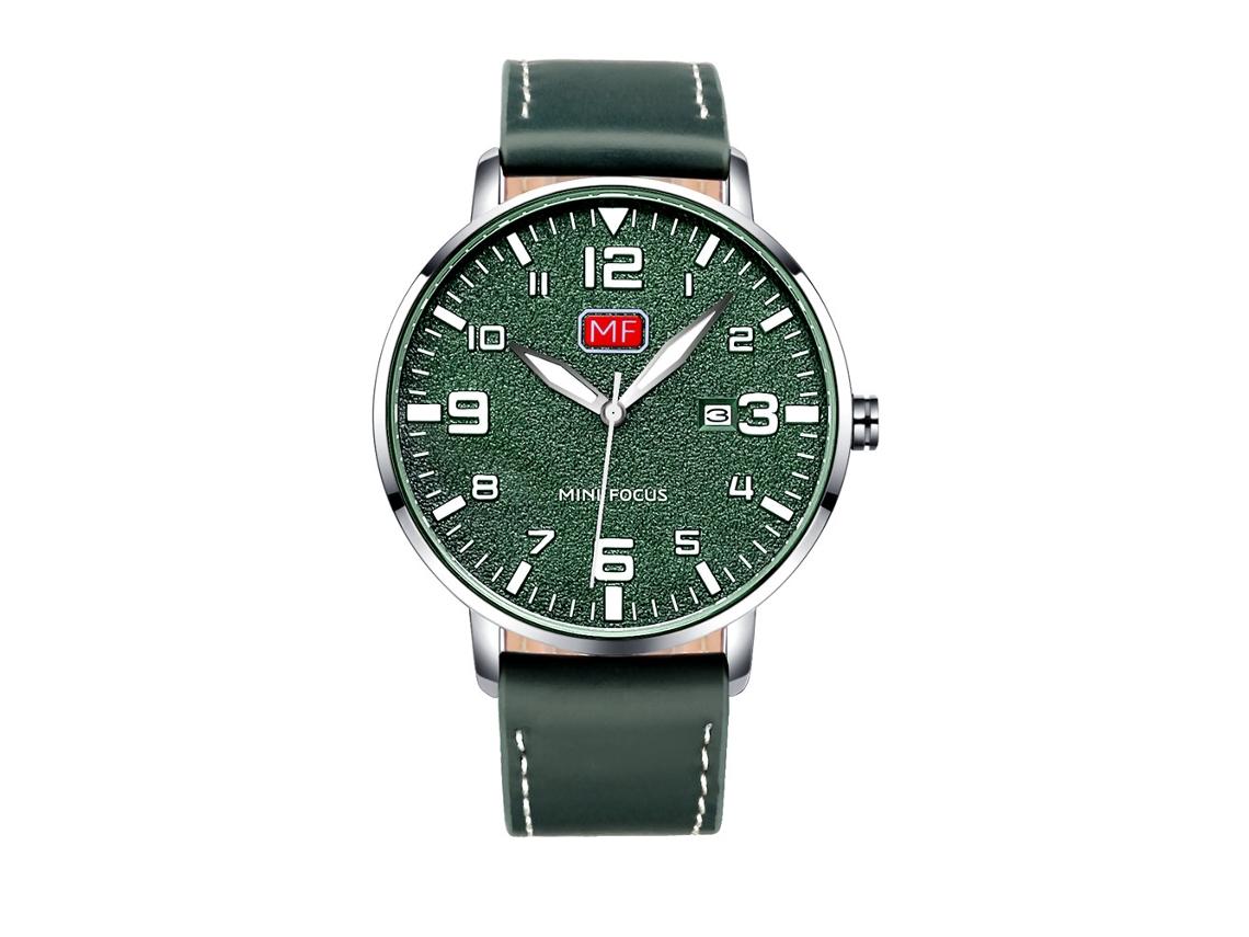 Relógio masculino Mini Focus à prova d'água em metal com pulseira ajustável.