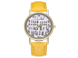 Relógio de quartzo unissex casual e moderno Zhoulianfa com pulseira de couro (amarelo)