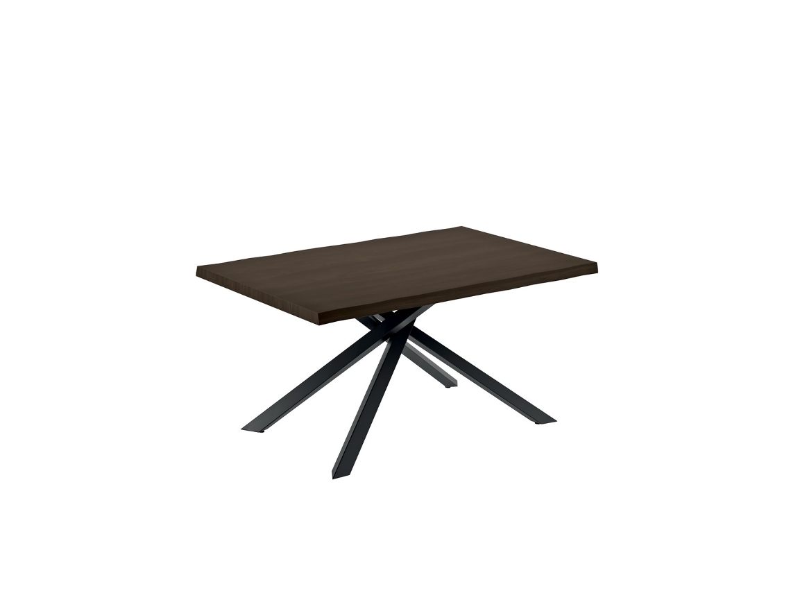 Mesa Extensível Spike, 160/240 Cm, Em Folheado De Carvalho Termotratado Com Pés De Metal Preto - Design Contemporâneo Para Salas De Estar