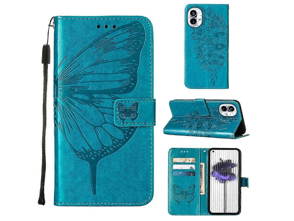 Capa De Celular For Nothing Phone 1 Em Couro Com Estampa De Borboleta