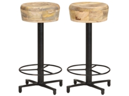 Vidaxl Bancos De Bar 2 Pcs 66 Cm Madeira De Mangueira Maciça