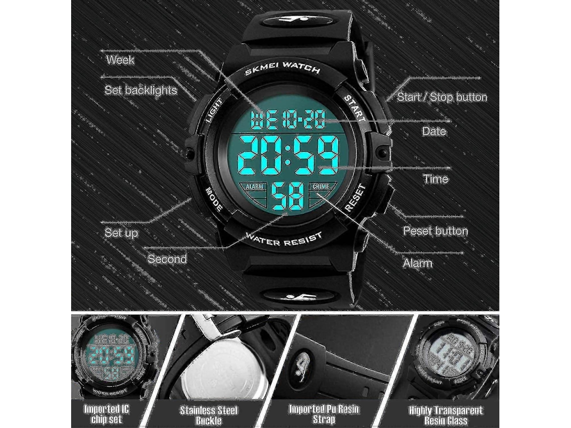 Relógio esportivo digital para meninas, relógio eletrônico analógico casual à prova d'água de quartzo com 7 LEDs coloridos, Ly Ebike