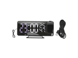 Despertador digital com projeção Baok, USB, espelhamento de tela, rádio, timer, umidificador e temperatura de cor de 180°.