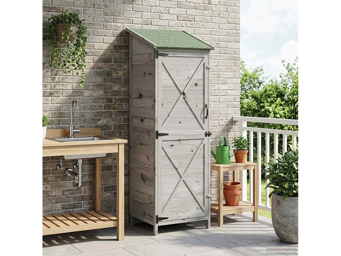 Vidaxl Galpão De Jardim Cinzento 59,5 X 56 X 176,5 Cm