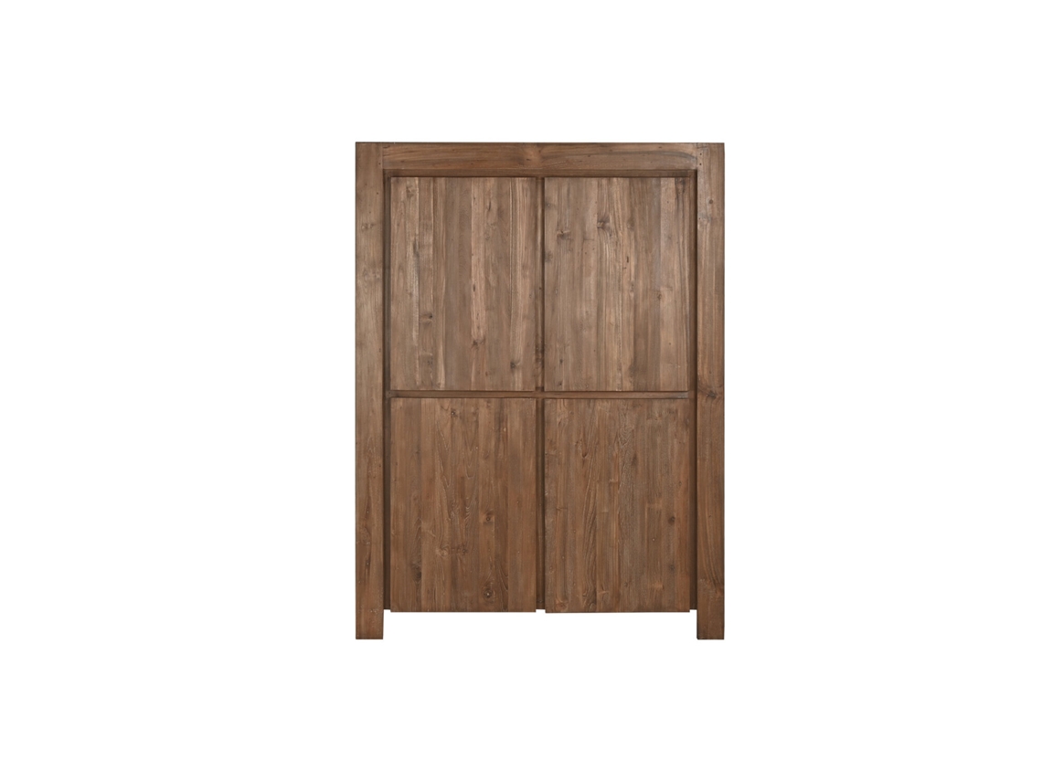 Guarda-roupa de madeira teca reciclada com 4 portas, 130x45x180cm