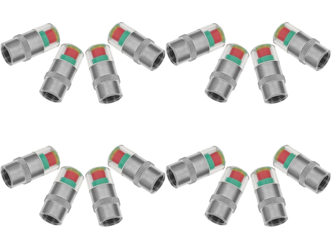 Conjunto De 16 Tampas De Válvula De Pneu De Metal Com Indicador De Pressão.