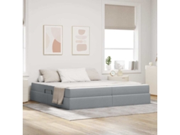 Vidaxl Cama Com Arrumação E Colchão Cinzento-claro 200 X 200 Cm