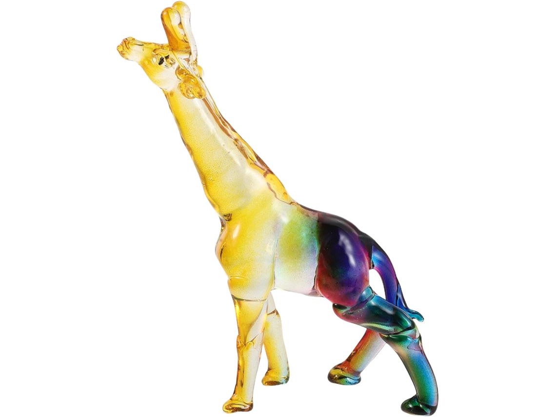 Estatueta De Girafa De Cristal Multicolorida, 14cm, Estatueta Decorativa Feita À Mão, 166g, Para Centros De Mesa...