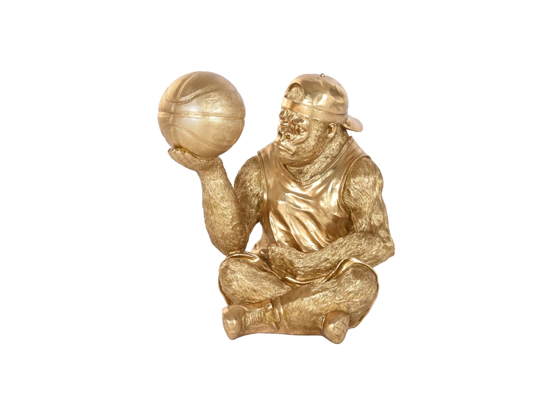Estatueta de Gorila Dourado em Resina, 54x46x60,5cm ALEXANDRA HOUSE LIVING