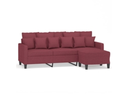 3-seater Sofa With Footstool, 3-seater Sofas With Footstools Vidaxl Vermelho Tecido (n/a)