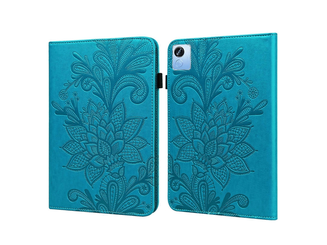 Capa De Couro Para Tablet Realme Pad X Com Estampa Floral Em Relevo